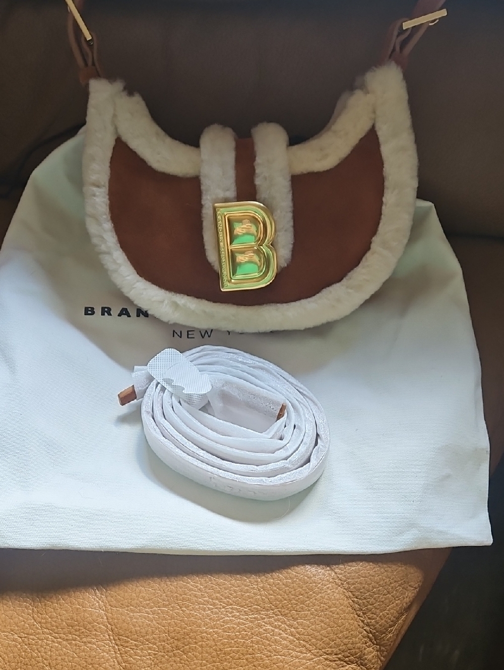 Brandon Blackwood Luna Bag - Tan Suede w/Cream Sherling - Picture 6 of 6